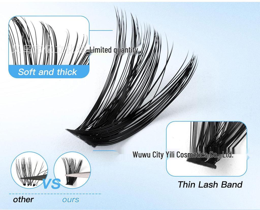 DIY Natural Dense Cluster False Eyelashes, Self-Adhesive 720 Segmented 10150D Curl, Individual Clusters