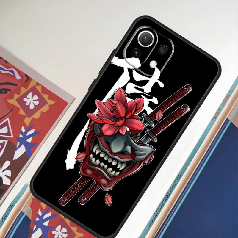 Samurai Oni Mask For Xiaomi 11T 12T 13 Pro 12 11 Lite Phone Case For POCO F5 X5 Pro F4 X4 GT F3 M5 X3 Pro