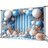 1 2D party background with an ocean theme, decorated in a beach holiday style, featuring shells, starfish and balloons