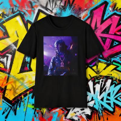 2025 Summer King Von T-shirt - Black Pattern Rap Urban Street Style Pure Cotton Print Men's Women's Street Trend Short-sleeved