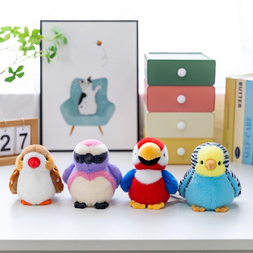 Simulation Bird Doll Pendant Cute Animal Furry Birds Keyrings Bird Plush Keychain  Bag Pendant