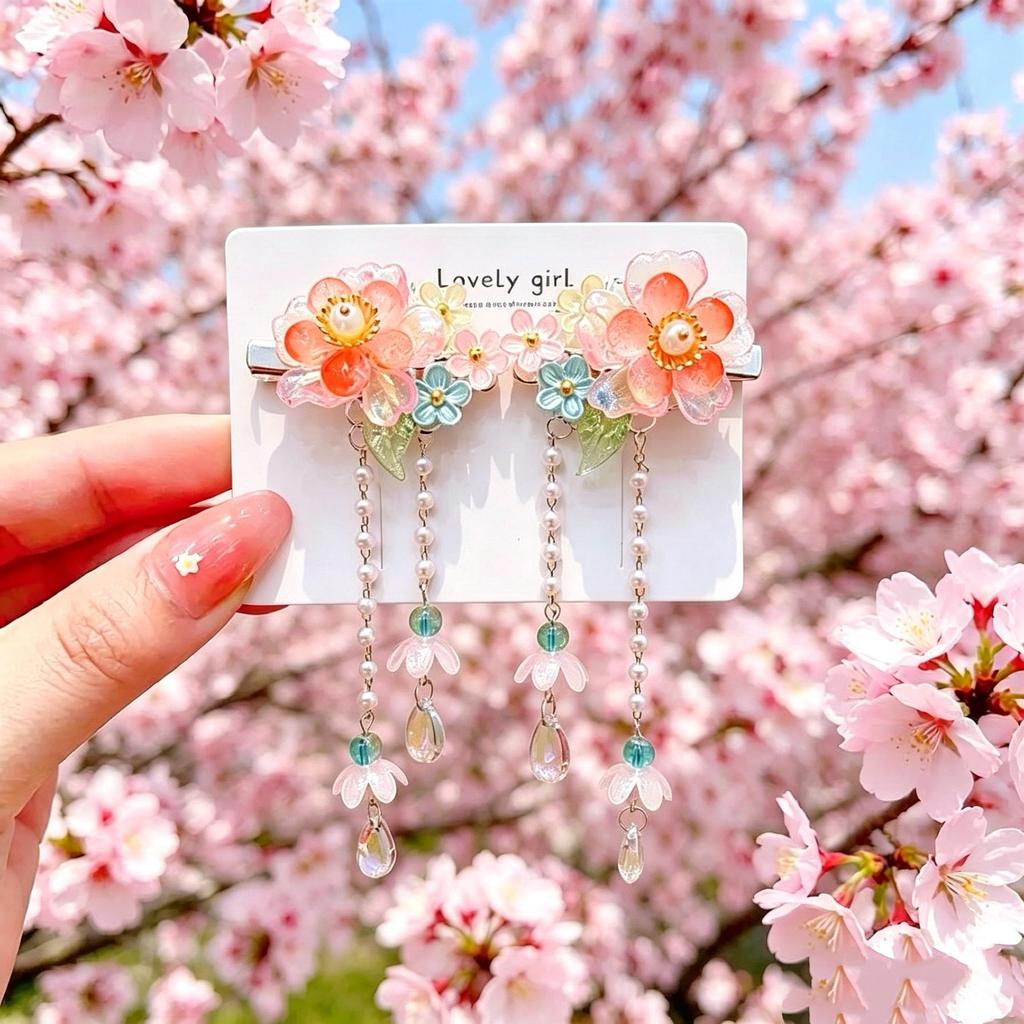 Ancient Style Princess Tassel Hair Clip for Girls - Hanfu Headdress Costume Accessory
