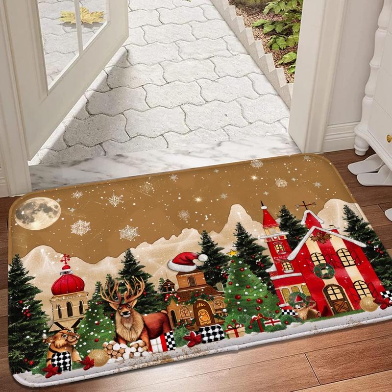 Christmas Door Mats, Washable Indoor and Outdoor Entrance Mats, Machine Washable Carpets, Bathroom Entrances, Home Decor