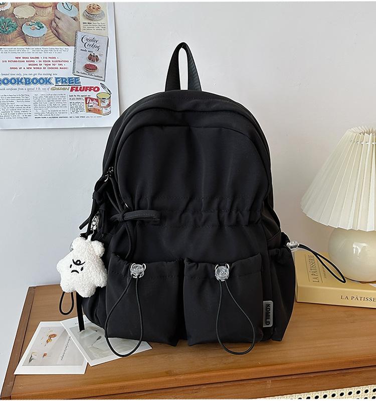 Schoolbag Niche Design Pleated Backpack Women Travel Lightweight Cute Bow Schoolbag Junior High School Girls College Student Backpack