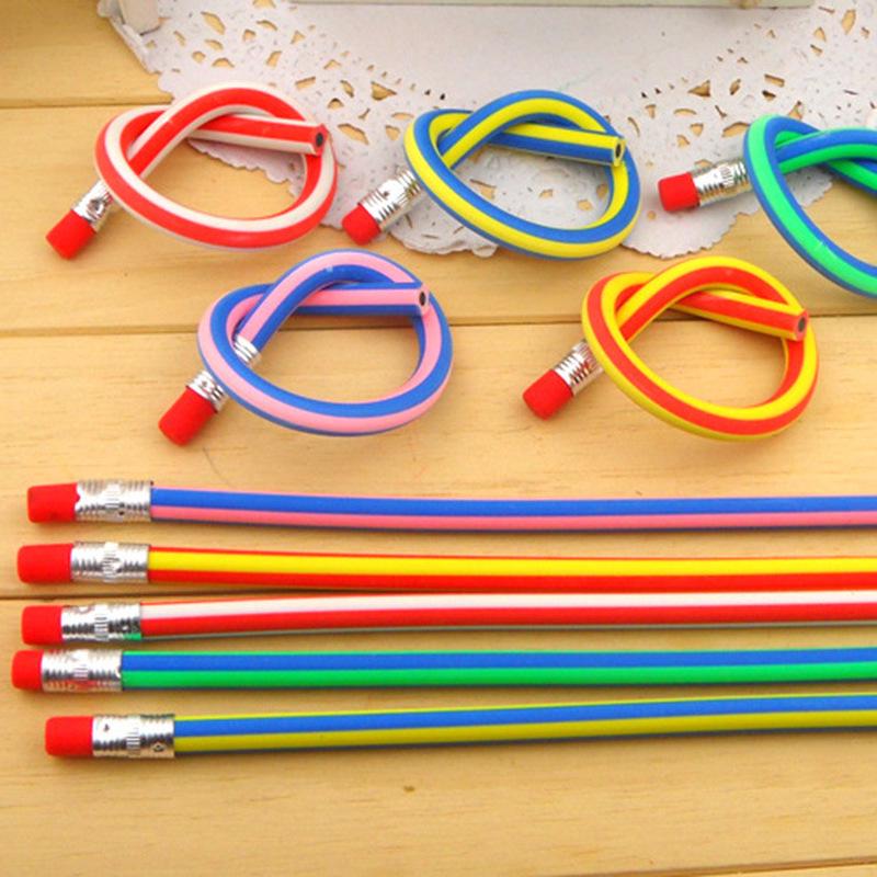 5Pcs/lot 17.5cm Striped Soft HB Pencils for Students Children Funny Bendable Pencil Safety Stationery Office School Supplies