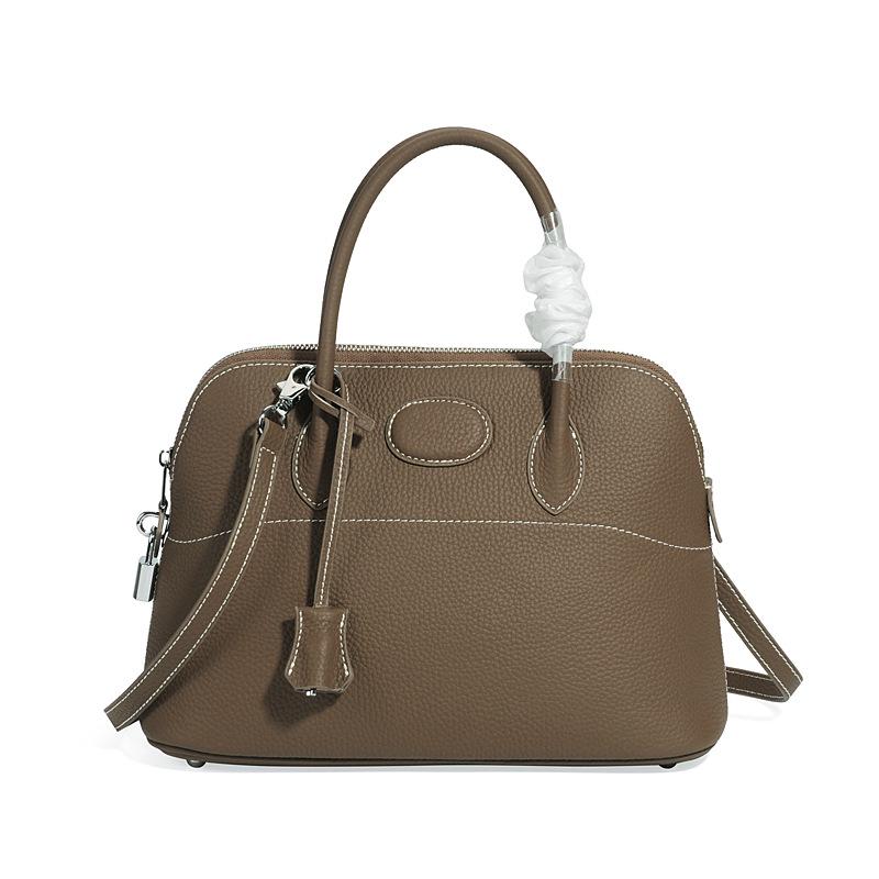 Νέα Γυναικεία Τσάντα Χειρός από Γνήσιο Δέρμα με Μοτίβο Λίτσι - Ευρωπαϊκό & Αμερικανικό Μοντέρνο Σχέδιο Κοχύλι