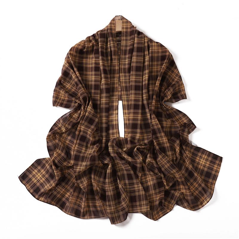 175*70CM New Plaid Print Islam Long Chiffon Scarf Wrapped Scarf Muslim Women's Hijabs Shawl Ramadan Female