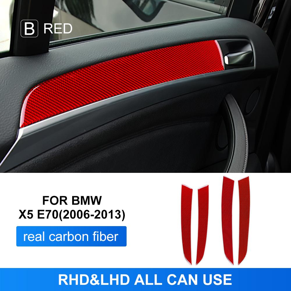 Real Carbon Fiber Sticker For BMW X5 E70 2006-2013 Car Door Handle Panel Cover Trim Strips Auto Interior Accessories