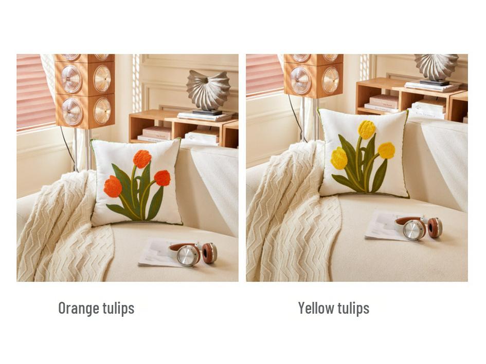 Luxuriöses pastoral gesticktes Gänseblümchen-Kissenbezug - Helles Wohnzimmer Sofa Kissen