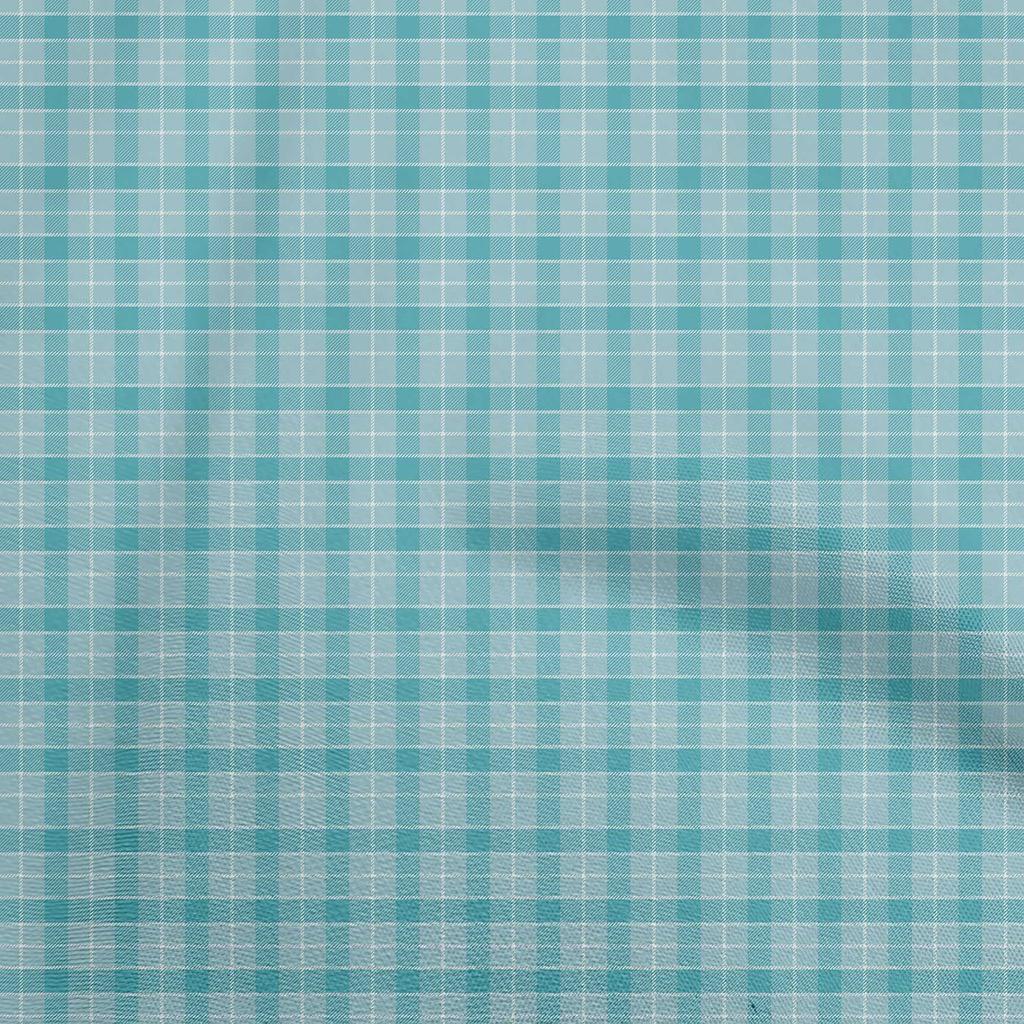 oneOone Cotton Flex Green Fabric Check Sewing Material Print Fabric By The Yard 40 Inch