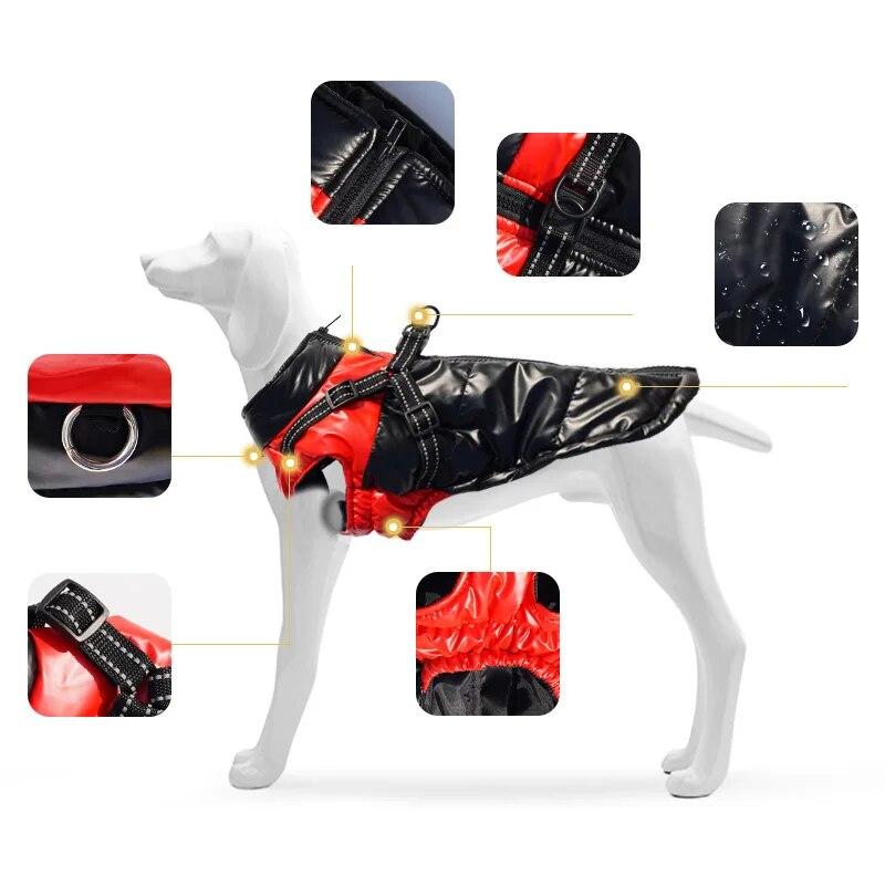 Pet Dog Jacket with Harness Waterproof Cotton Dog Coat for Small Medium Dogs Warm Thicken Windproof Dog Clothes French Bulldog Chihuahua Costume