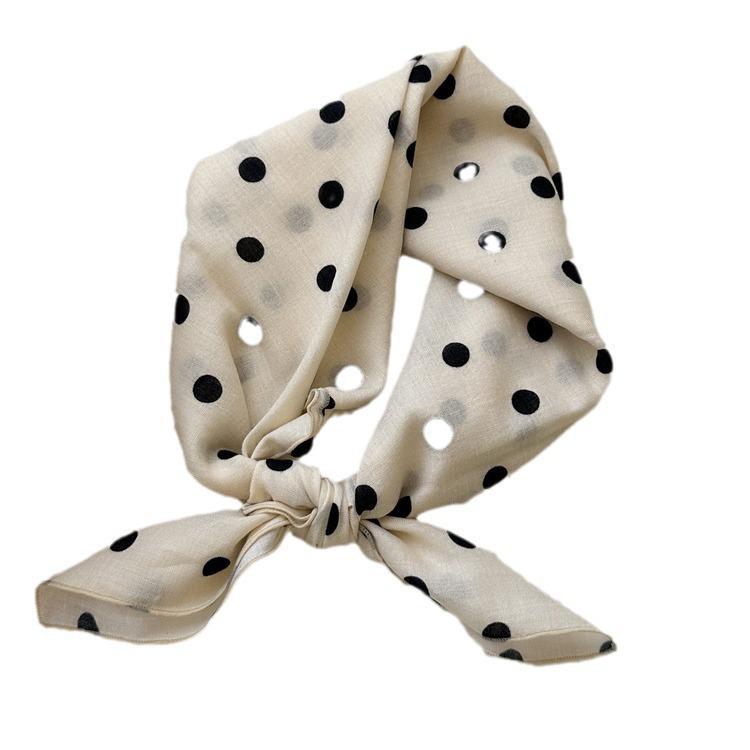 Quadratischer Schal aus Baumwolle und Leinen mit floralem Tupfenmuster - Retro & frisches Kopftuch