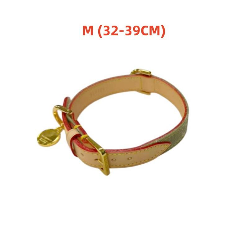 Luxury Denim Monogram Dog Collar Adjustable Leather Pet French Bulldog Dachshund Cat