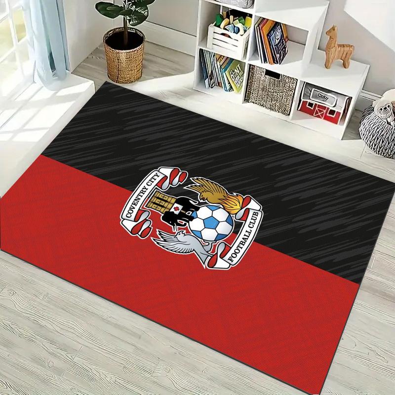 Coventry City Football Club Crest Print Area Rug Non‑Slip Rectangular Floor Mat Soccer Fan Decor Rug for Bedroom Living Room