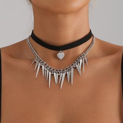 Herzanhänger Punk Verjüngte Nieten Schlüsselbeinkette Halskette Y2k Mädchen Schmuck Accessoires