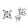 S925 Sterling Silver Princess Cut Irregular Moissanite Earrings for Women, PT950 Platinum-Plated, 1 Carat.