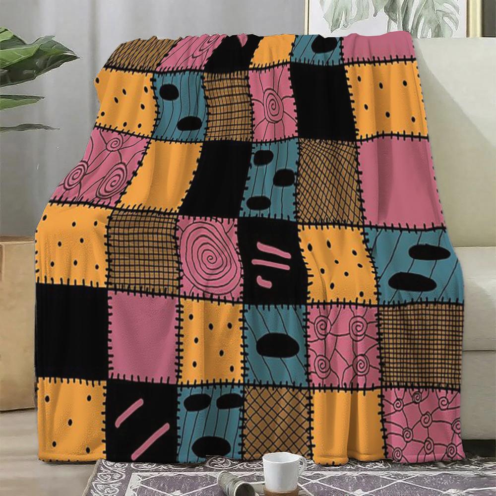 Patch Pattern Cozy Throw Blanket, Living Room Decor Sofa Snuggling for All Ages, Christmas Valentine's Mother's Day Gift