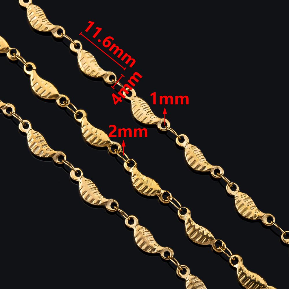 1Meter Leaf Design Stainless Steel Striped Leave Trend Link Chain Bulk Bracelet Chains DIY Necklace Jewelry Findings Wholesale