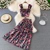 Seaside Holiday Fashion Suit Women's High Waist Thin Medium Long A-Shaped Floral Skirt Two-Piece Jacket