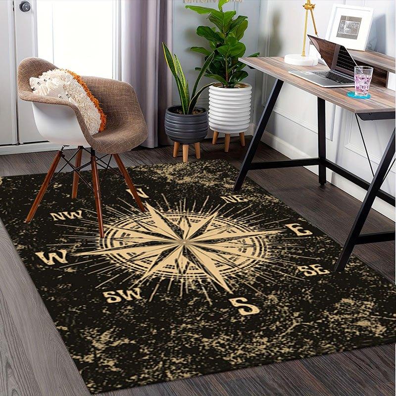 Vintage Compass Rose Wall Art Print PosterOffice Mat Home Decor Office Desk Chair Rugs Chair Carpet for Office Chair Mat Gift For Halloween