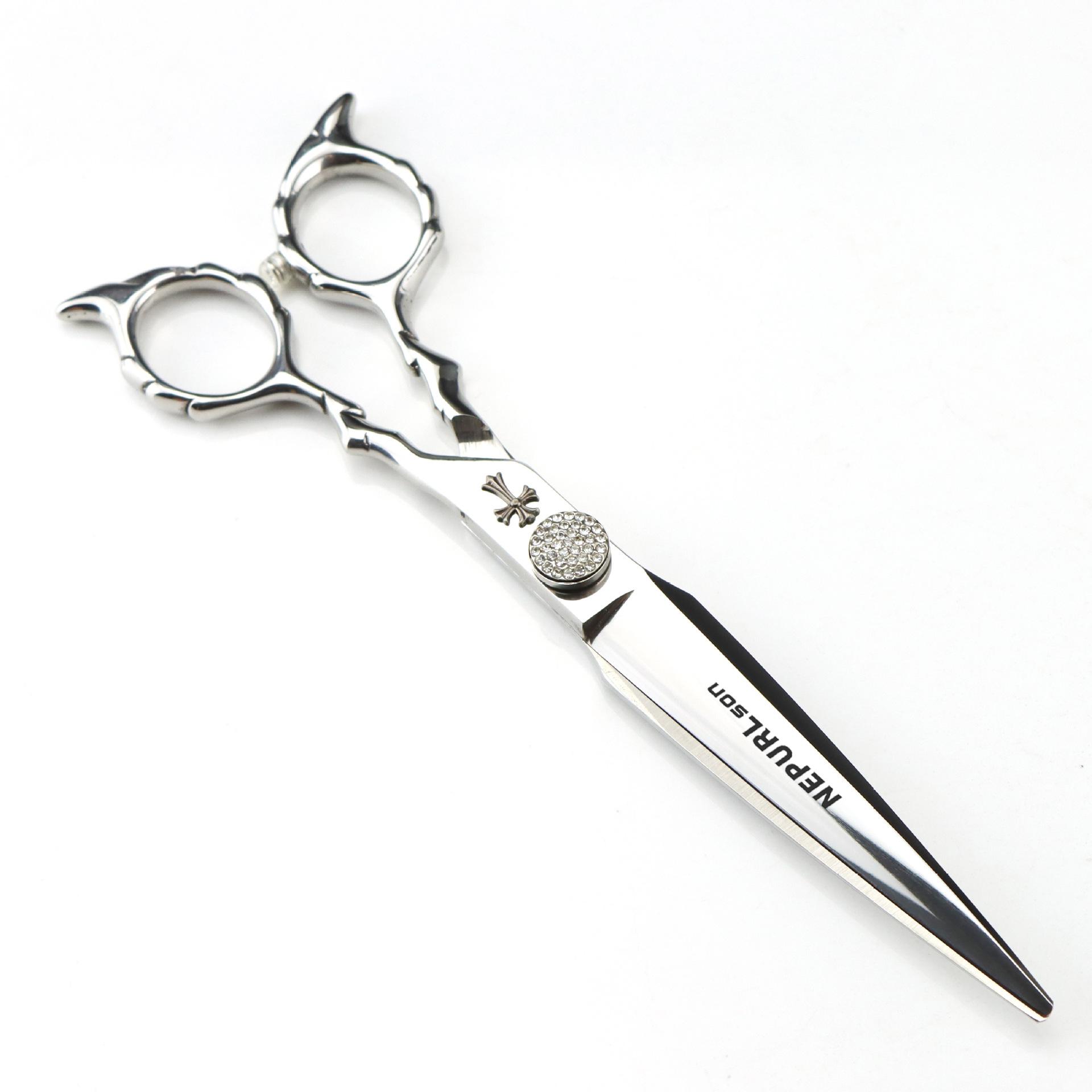 

6.8 inch JP440C Nepson Silver Crossing Series, Hair Scissors, Barber Scissors, Flat Scissors, Bangs Scissors Silver flat cut