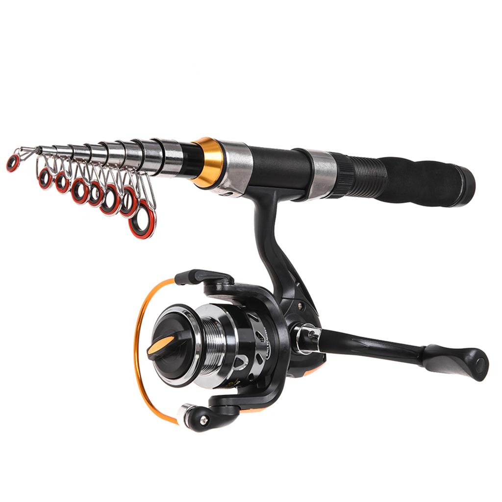 Portable Fishing Rod and Reel Combo Telescopic Fishing Rod Pole Reel Set Fishing Line Lures Hooks Barrel Swivels with