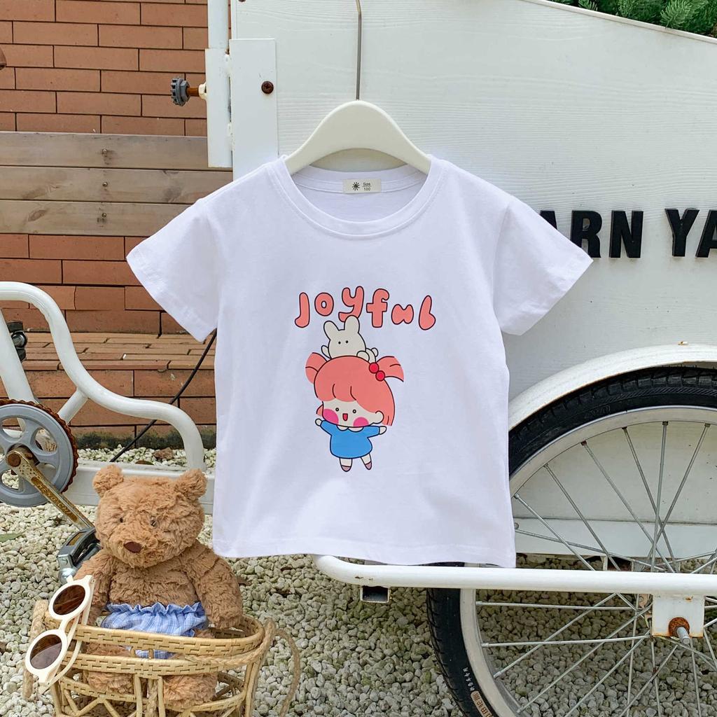 Girls' Casual Short-sleeved T-shirt Summer Children's Cotton Base Shirt