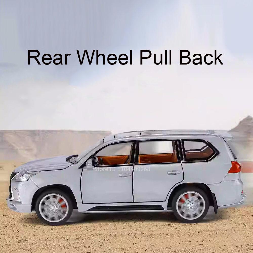 1:32 LX570 GLS580 SUV Car Model Toy Diecast Metal Doors Opened Sound Light Pull Back Off-road Vehicle Models Decorative Gifts