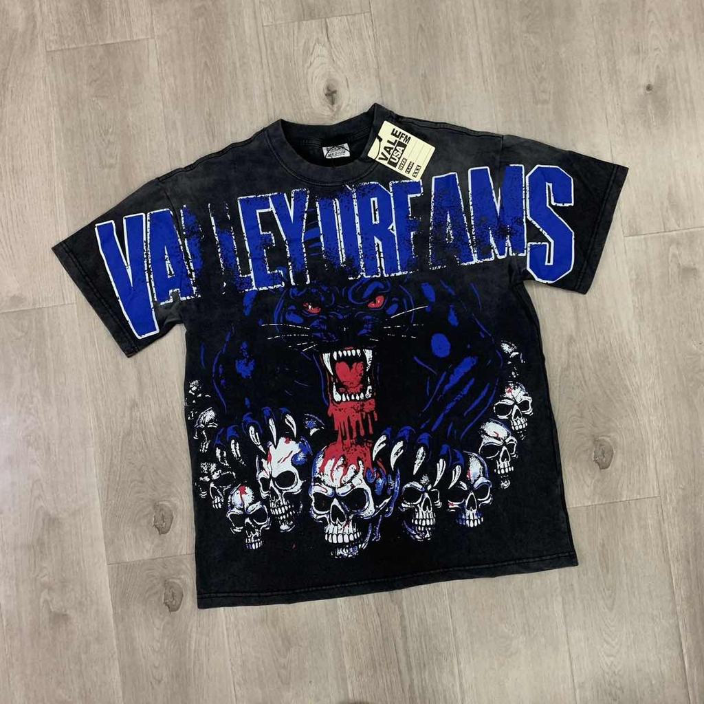 DRIPX T-shirt da uomo a maniche corte, 100% cotone, morbida, comoda e casual, vestibilità larga streetwear, modello a fantasia 'Valley Pattern 1'
