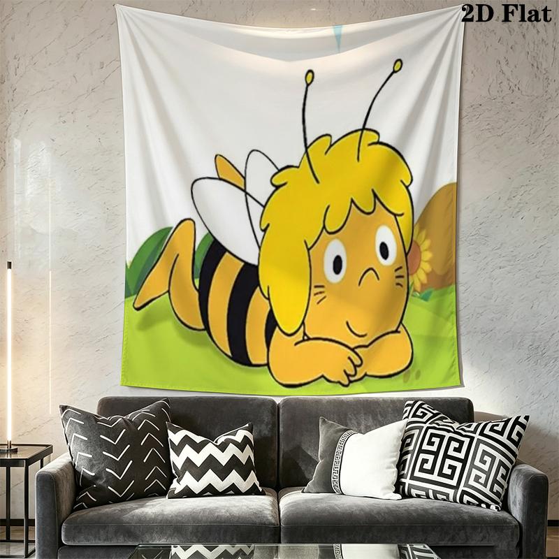 Bees and Maya Wall Tapestry Aesthetic Wall Hanging Printed Fabric Blanket Decorative Tapestries for Bedroom Living Room Home Decor