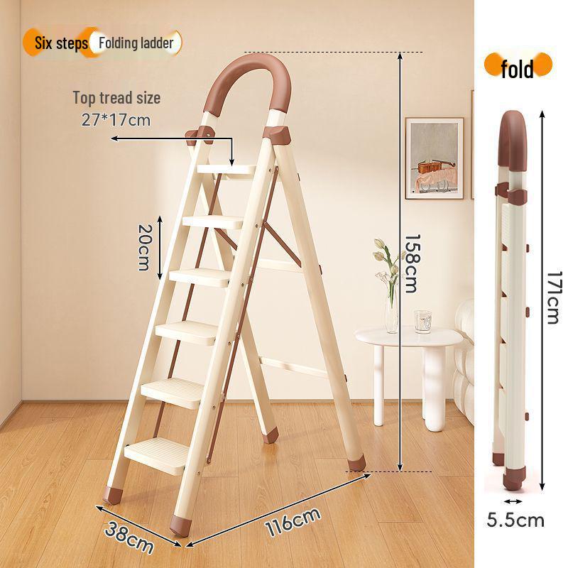 Household Indoor Folding A-Frame Ladder: Multifunctional Clothes and Quilt Drying Rack with Four to Six Steps