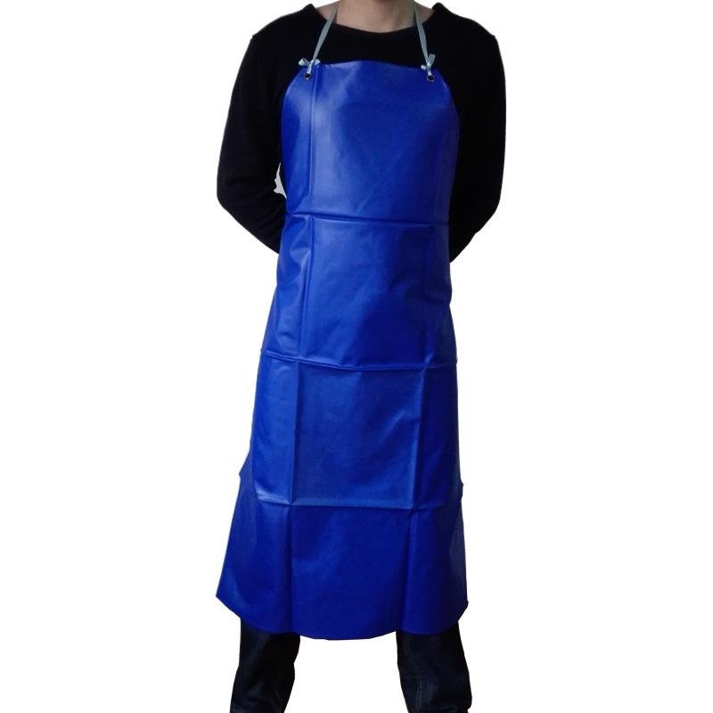 Blue Thickened PVC Waterproof Apron: Oil & Acid-Resistant, Sleeveless, Ideal for Adult Hospitality Work.