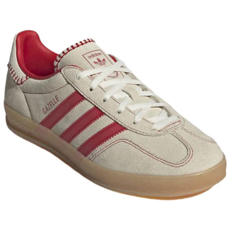 Adidas Originals Gazelle Abrasion Resistant Low top Skateboard Shoes Women's Beige Red JS1402