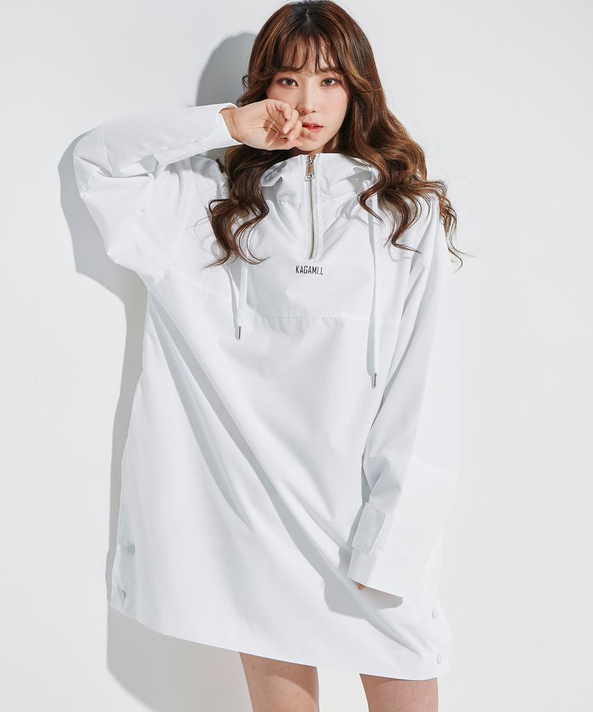 Kagamiel Oversize Anorack Hoodie Onepiece White
