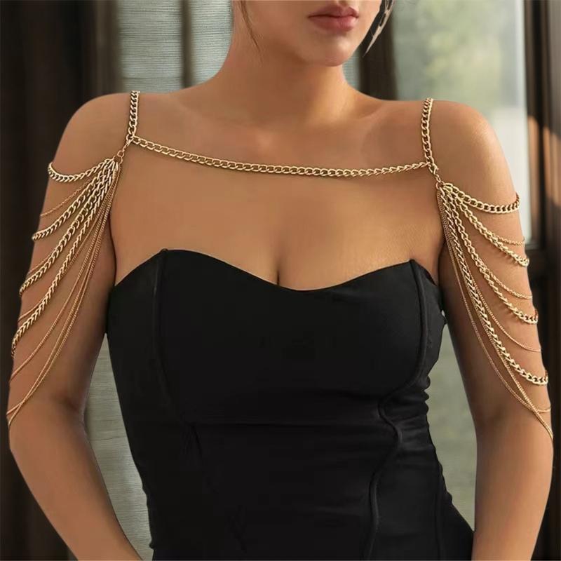 Einzigartige Kreuzkragen-Halskette Luxuriöse Körperkette mit Quasten Schmuck Idol Kostüm Modern Schichtweise für Idol Tänzer