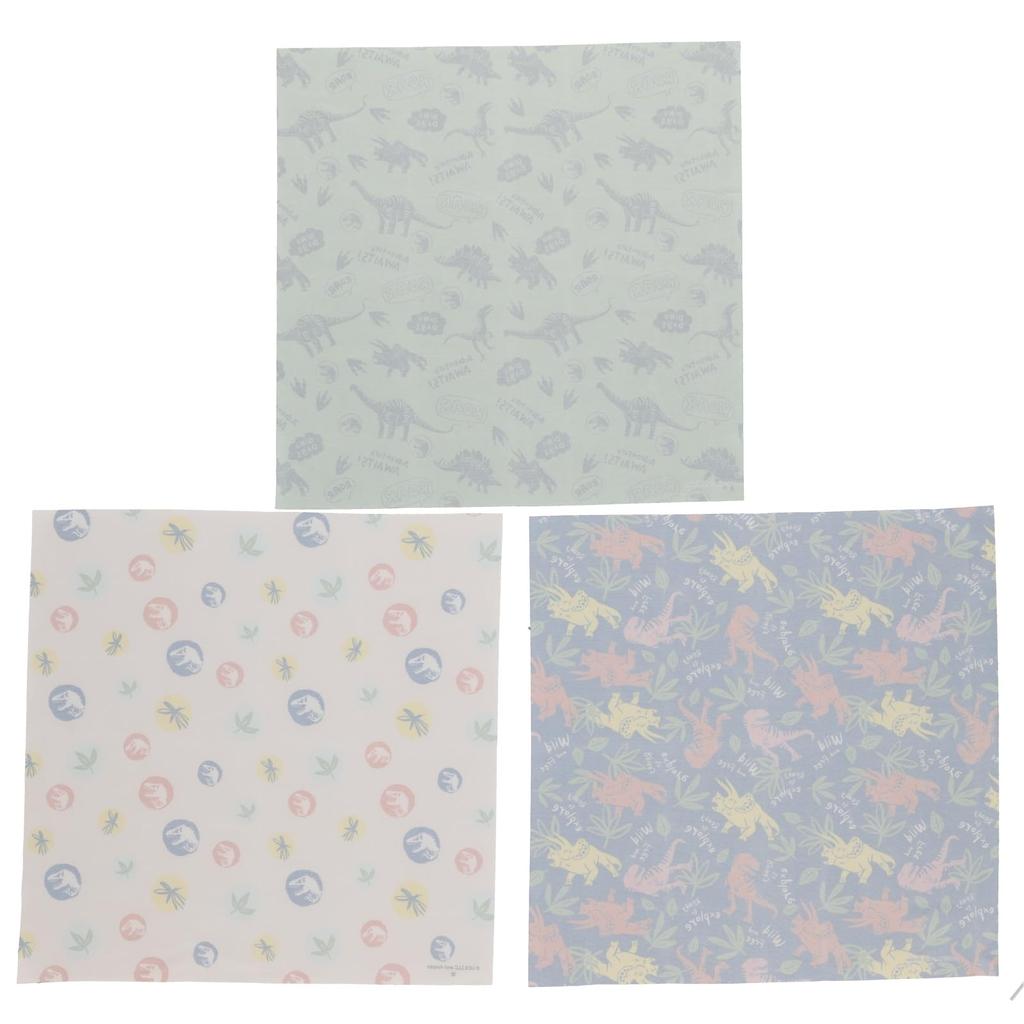 Marushin Lunch Cloths and Jurassic World Many Dinosaurs Perfect for and Elementary Perfect for Boys (3-Pack), Moisture-Wicking, Quick-Drying,