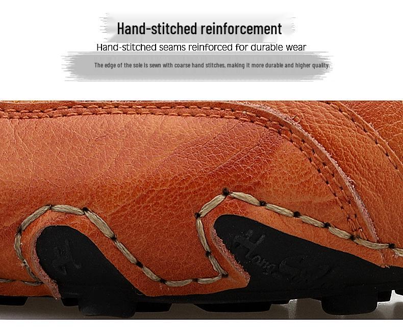 Herren Koreanischer Stil Niedrige Leder-Slip-On Freizeitschuhe zum Fahren - Leicht, Atmungsaktiv, Trendy