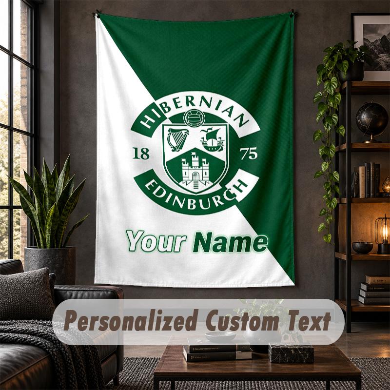 Wall Tapestry Hibernian FC Print Custom Name Text Wall Hanging Home Decor
