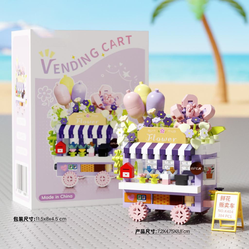 Creative Building Toys Street View Store Model Kits Ice Cream Fruit Cart DIY Micro Particles Blocks Educational Gifts for Adults