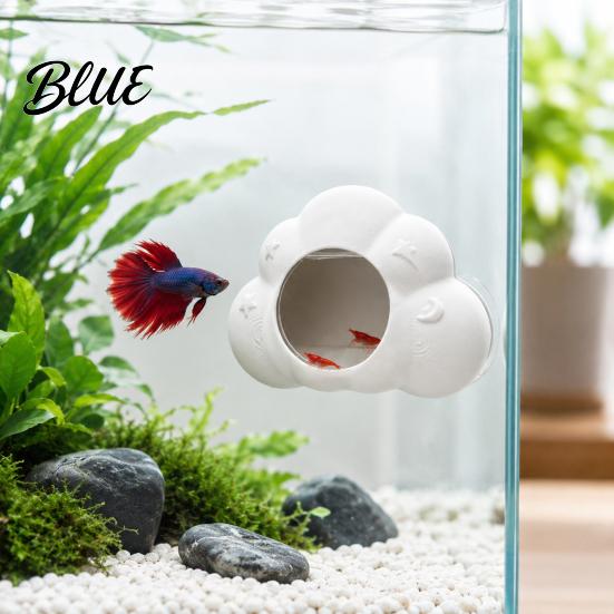 Underwater Resting Place Cloud Shape Aquarium Cave, Betta Fish Hideout with Suction Cups, Tank Landscaping Decorative Shrimp Cave for Tanks Decor