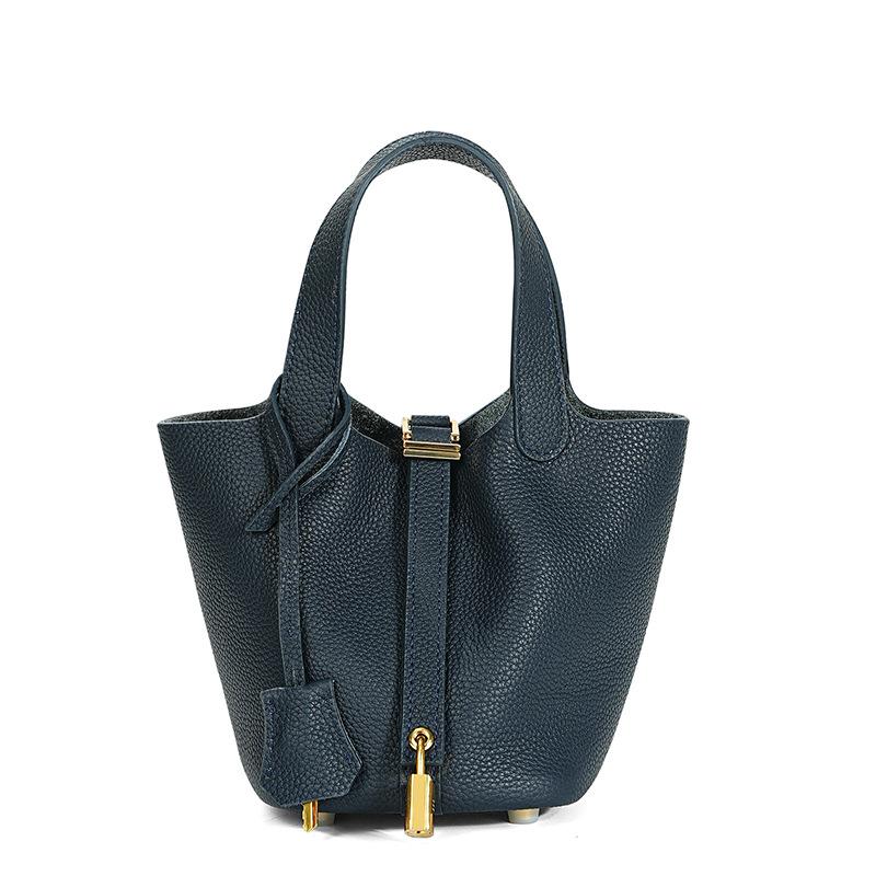 [New] High-quality First-layer Cowhide Niche Vegetable Basket Handbag Female, Genuine Leather Large-capacity High-end Bucket Bag