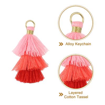 10 Stück winzige dreilagige Quasten 4 cm Mini-Quasten Taschenanhänger Bohemian Schlüsselanhänger Handgefertigter Quasten-Schlüsselanhänger für DIY-Projekte