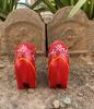 Red Appu Elephant Pair: Handcrafted Wooden Statues, Mini Animal