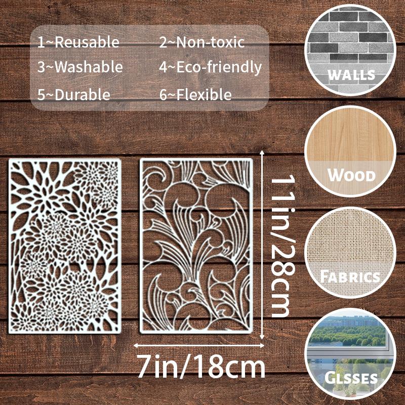 New Style, 12 Pieces/set, Leaf Coral Print Theme, Geometric Texture Template, Hollow Painting Theme, Painting Template