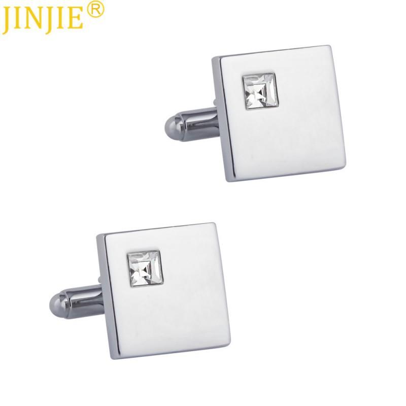 White Square Diamond Inlaid Crystal Zircon Cufflinks Fashionable Men s French Shirt all-natural