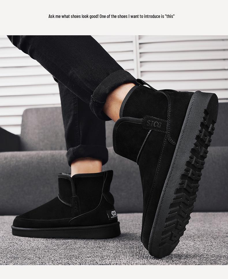 Northeast Men's Winter Short Boots: Warm, Fur-Lined, Cotton Snow Shoes for Outdoor Cold Resistance