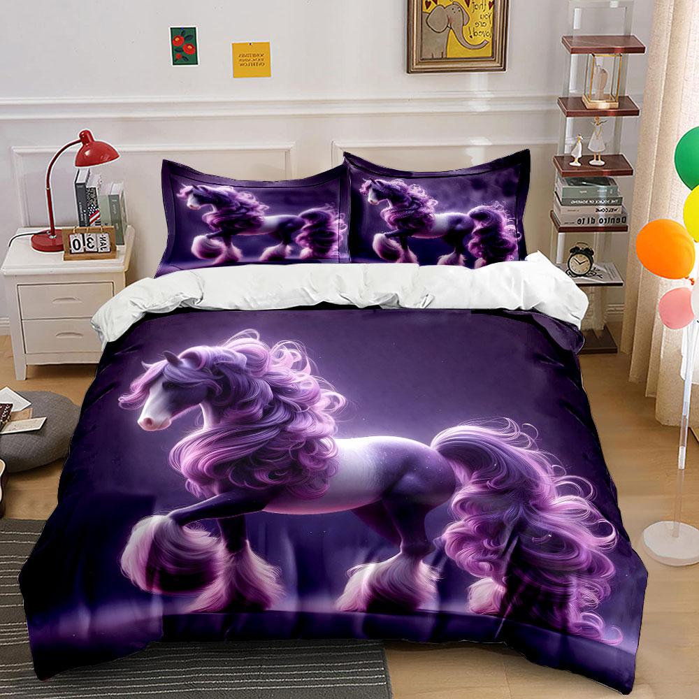 Fantasy Horse Art Decor Set Soft Comfortable Duvet Cover Bedding Set Included 1*Duvet Cover & 2*Pillowcases, Gift