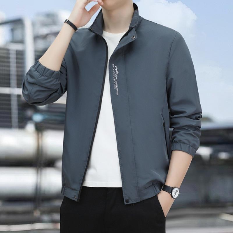 Middle-aged and Young Men's Casual Jackets for Spring and Autumn, Stand-up Collar Jackets for Men, Loose and Cool Spring Wear