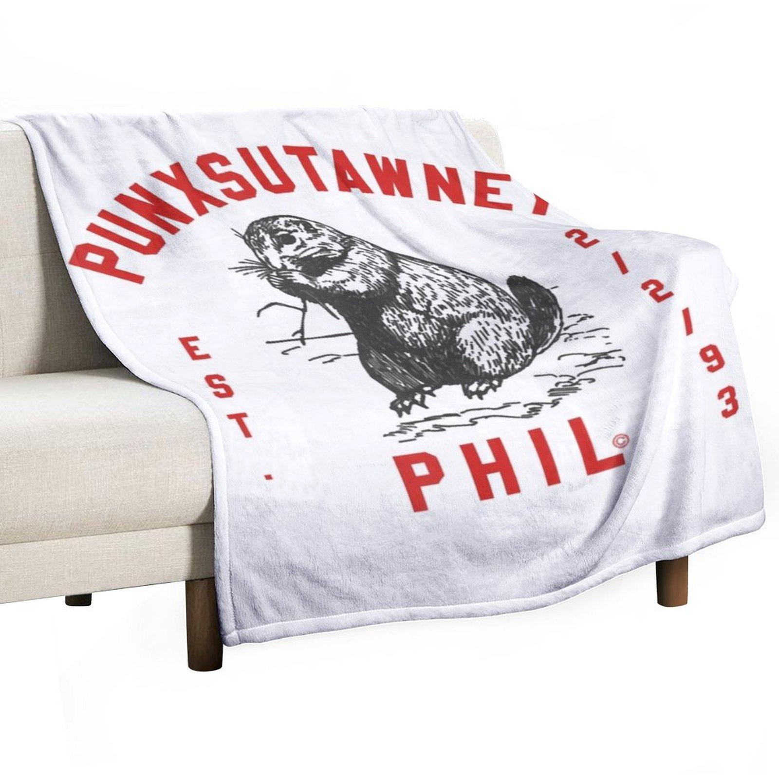 Punxsutawney Phil Groundhog Day Mens Womens Throw Blanket Soft Soft Plaid warm winter Sleeping Bag Blankets 30x40in