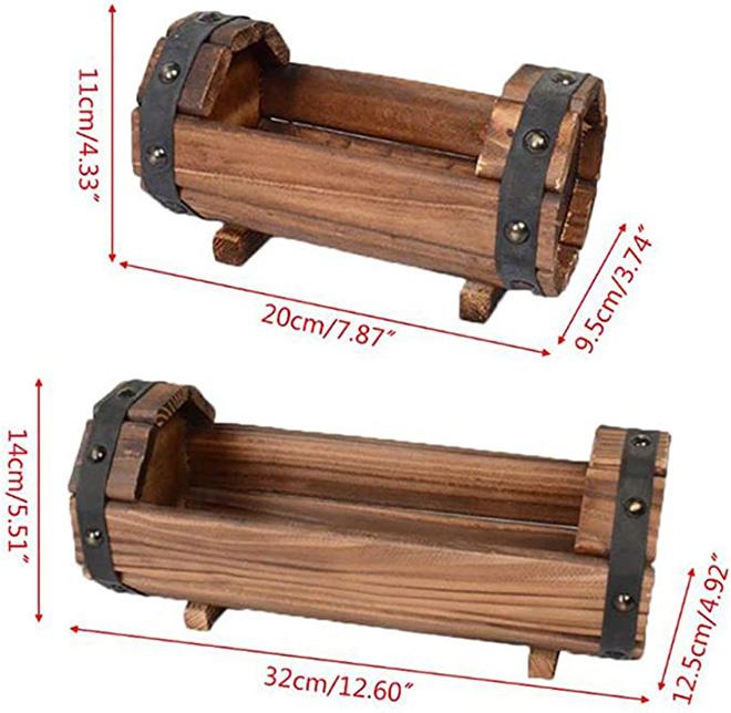 Dropshipping Carbonized Wooden Flower Pot Succulent Plant Potted Planter Preservative Wood Flower Box (as the picture,Small)
